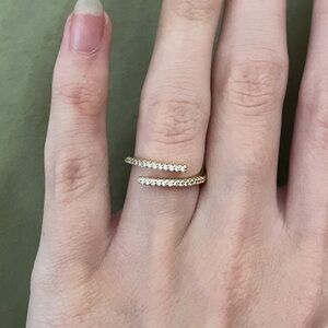 Gold Double-Row Crystal Open Ring